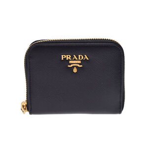 Prada round Wallet black Saffiano